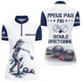 Polo Pétanque Blanc & Bleu - Personnalisé Boule Bretonne - Polo Zippé Femme