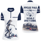Polo Pétanque Blanc & Bleu - Personnalisé Boule Bretonne - Polo Zippé Femme