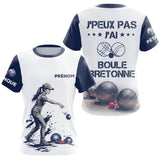 Polo Pétanque Blanc & Bleu - Personnalisé Boule Bretonne - T-Shirt Femme