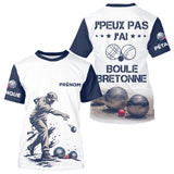 Polo Pétanque Blanc & Bleu - Personnalisé Boule Bretonne - T-Shirt Homme