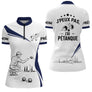Polo Pétanque Blanc Bleu – Design Exclusif France - Polo Zippé Femme