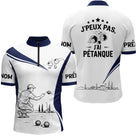 Polo Pétanque Blanc Bleu – Design Exclusif France - Polo Zippé Homme