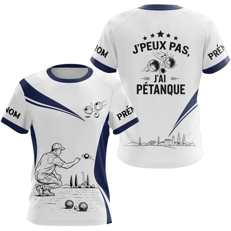Polo Pétanque Blanc Bleu – Design Exclusif France - T-Shirt Femme