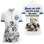 Polo Pétanque Blanc & Bleu Personnalisé - Buvons Une Bière - Polo Zippé Femme