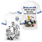 Polo Pétanque Blanc & Bleu Personnalisé - Buvons Une Bière - T-Shirt Homme