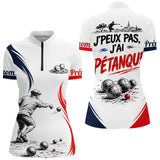Polo Pétanque Blanc Bleu Rouge - Design J'peux Pas J'ai - Polo Zippé Femme