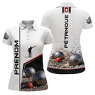 Polo Pétanque Blanc Boules & Silhouette - Personnalisé Homme Femme - Polo Femme