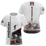Polo Pétanque Blanc Boules & Silhouette - Personnalisé Homme Femme - T-Shirt Femme