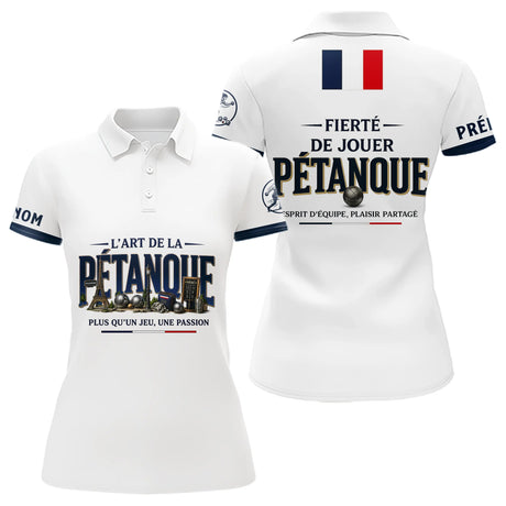 Polo Pétanque Blanc Français - Fierté & Esprit d'Équipe - Polo Femme