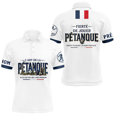 Polo Pétanque Blanc Français - Fierté & Esprit d'Équipe - Polo Homme