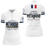 Polo Pétanque Blanc Français - Fierté & Esprit d'Équipe - Polo Zippé Femme