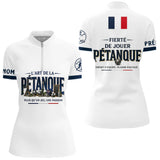 Polo Pétanque Blanc Français - Fierté & Esprit d'Équipe - Polo Zippé Femme