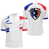 Polo Pétanque Blanc Homme Femme  - Personnalisé Drapeau France - Polo Zippé Homme