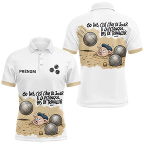 Polo Pétanque Blanc Homme & Femme - Sable 60 Ans - Polo Homme