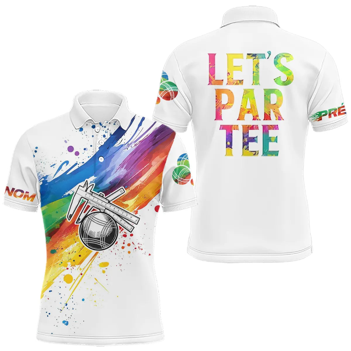 Polo Pétanque Blanc Multicolore - Design Unique Et Dynamique - Polo Homme