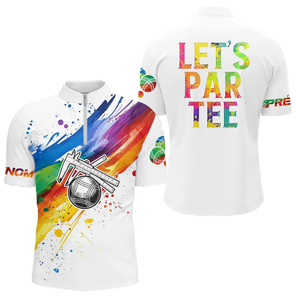 Polo Pétanque Blanc Multicolore - Design Unique Et Dynamique - Polo Zippé Homme