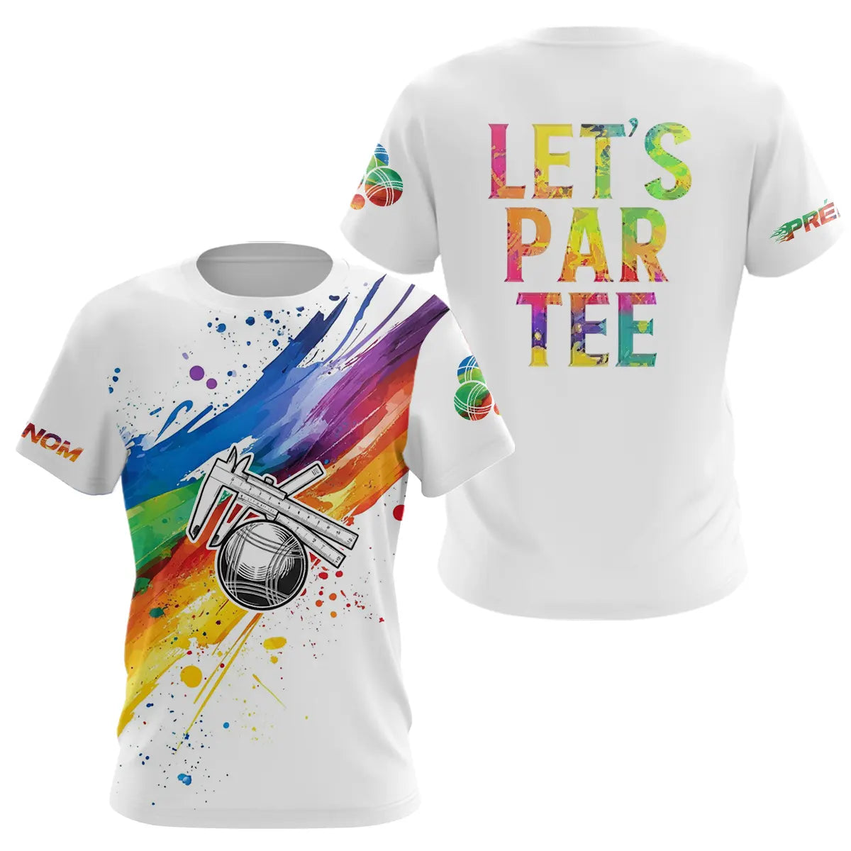 Polo Pétanque Blanc Multicolore - Design Unique Et Dynamique - T-Shirt Femme