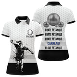 Polo Pétanque Blanc Noir - Homme Femme Personnalisé Carreau - Polo Femme