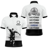 Polo Pétanque Blanc Noir - Homme Femme Personnalisé Carreau - Polo Homme