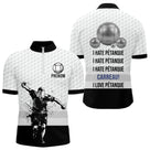 Polo Pétanque Blanc Noir - Homme Femme Personnalisé Carreau - Polo Zippé Homme