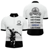Polo Pétanque Blanc Noir - Homme Femme Personnalisé Carreau - Polo Zippé Homme