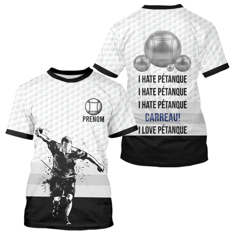 Polo Pétanque Blanc Noir - Homme Femme Personnalisé Carreau - T-Shirt Homme