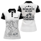 Polo Pétanque Blanc Noir Personnalisé - Homme Femme Bouliste Toujours- Polo Femme