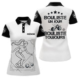 Polo Pétanque Blanc Noir Personnalisé - Homme Femme Bouliste Toujours- Polo Femme