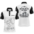 Polo Pétanque Blanc Noir Personnalisé - Homme Femme Bouliste Toujours- Polo Homme