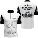 Polo Pétanque Blanc Noir Personnalisé - Homme Femme Bouliste Toujours- Polo Zippé Homme
