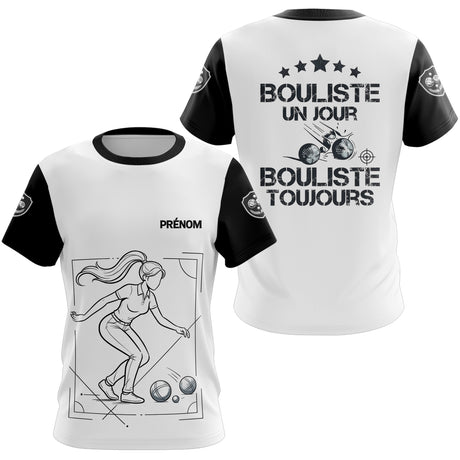 Polo Pétanque Blanc Noir Personnalisé - Homme Femme Bouliste Toujours- T-Shirt Femme