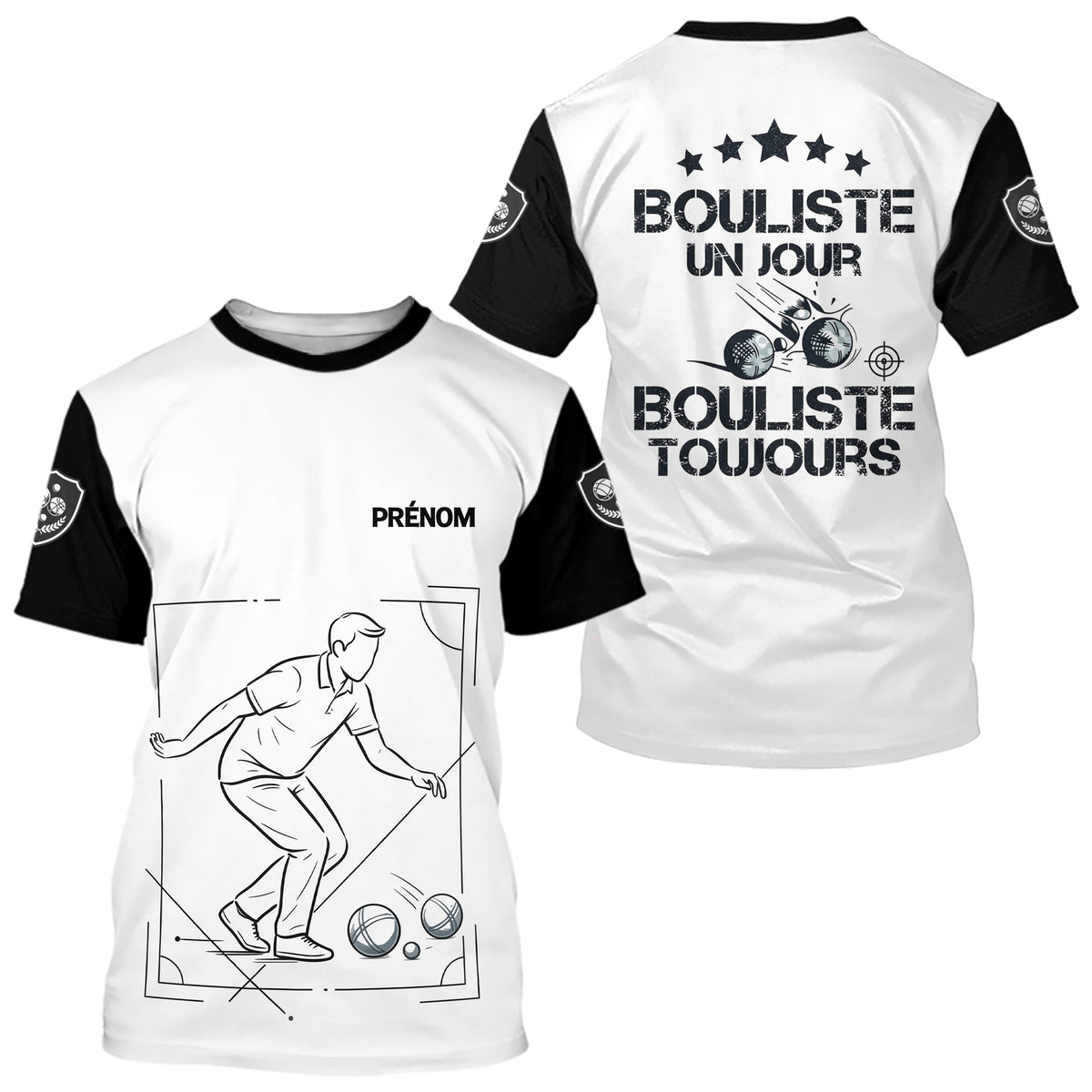 Polo Pétanque Blanc Noir Personnalisé - Homme Femme Bouliste Toujours- T-Shirt Homme
