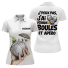 Polo Pétanque Blanc Personnalisé - Boules & Apéro - Polo Femme