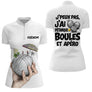 Polo Pétanque Blanc Personnalisé - Boules & Apéro - Polo Zippé Femme