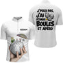 Polo Pétanque Blanc Personnalisé - Boules & Apéro - Polo Zippé Homme