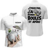 Polo Pétanque Blanc Personnalisé - Boules & Apéro - Polo Zippé Homme
