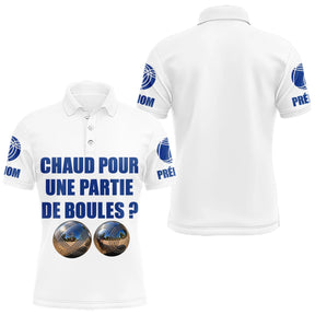 Polo Pétanque Blanc Personnalisé - Chaud Pour Une Partie - Polo Homme