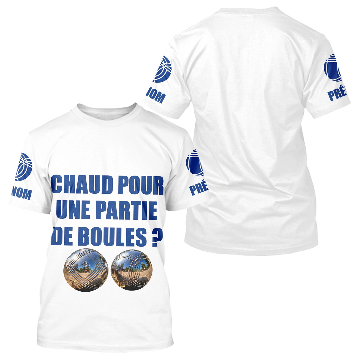 Polo Pétanque Blanc Personnalisé - Chaud Pour Une Partie - T-Shirt Homme
