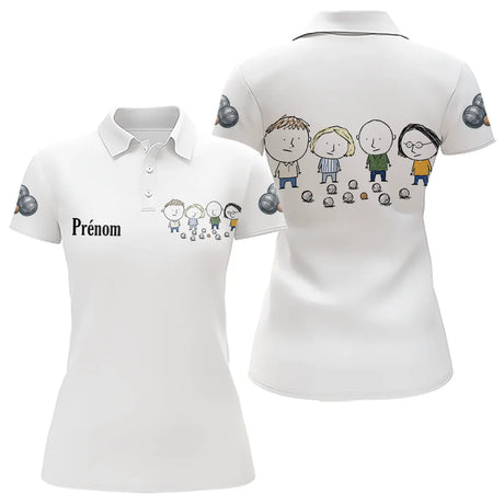 Polo Pétanque Blanc Personnalisé - Design Bande d’Amis - Polo Femme