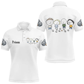 Polo Pétanque Blanc Personnalisé - Design Bande d’Amis - Polo Homme
