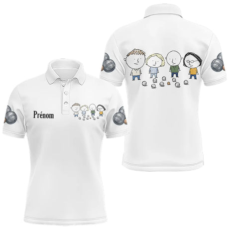 Polo Pétanque Blanc Personnalisé - Design Bande d’Amis - Polo Homme