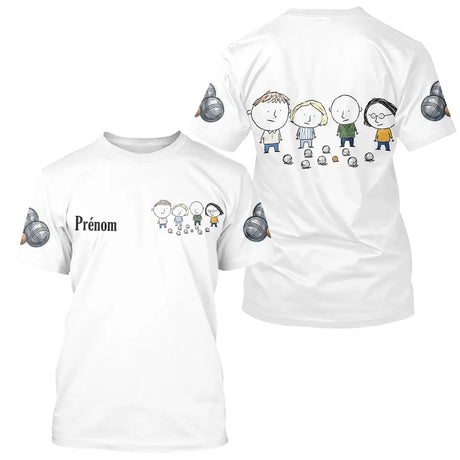 Polo Pétanque Blanc Personnalisé - Design Bande d’Amis - T-Shirt Homme