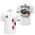 Polo Pétanque Blanc Personnalisé - Design Club & Mène - Polo Zippé Homme