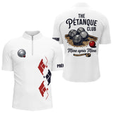 Polo Pétanque Blanc Personnalisé - Design Club & Mène - Polo Zippé Homme
