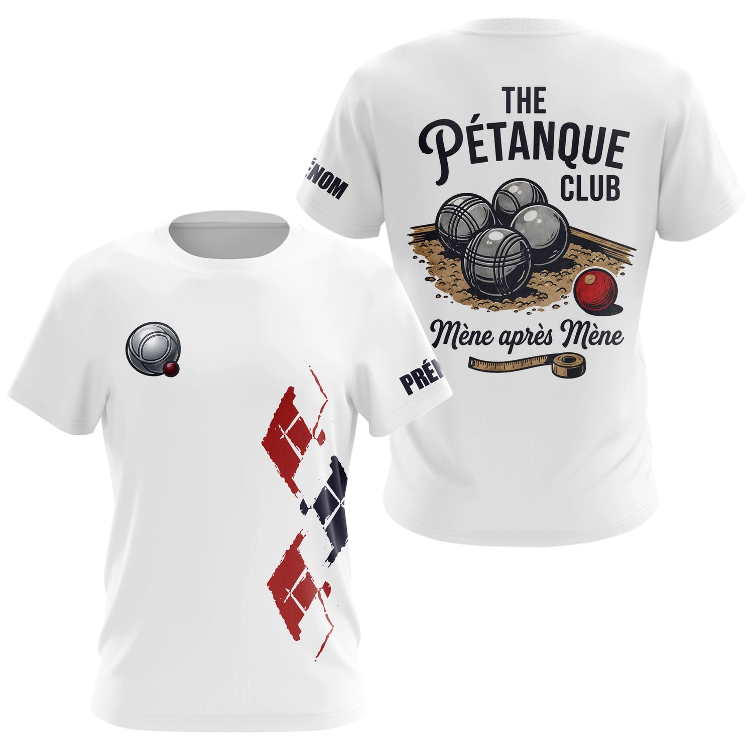 Polo Pétanque Blanc Personnalisé - Design Club & Mène - T-Shirt Femme