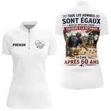Polo Pétanque Blanc Personnalisé - Homme Femme 60 Ans - Polo Zippé Femme