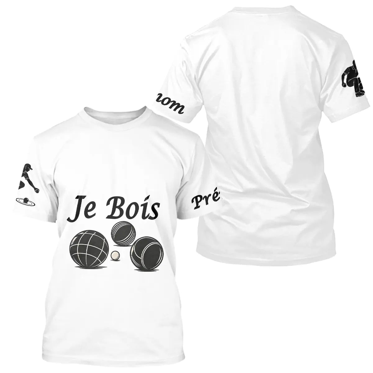Polo Pétanque Blanc Personnalisé - Je Bois - T-Shirt Homme
