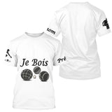 Polo Pétanque Blanc Personnalisé - Je Bois - T-Shirt Homme