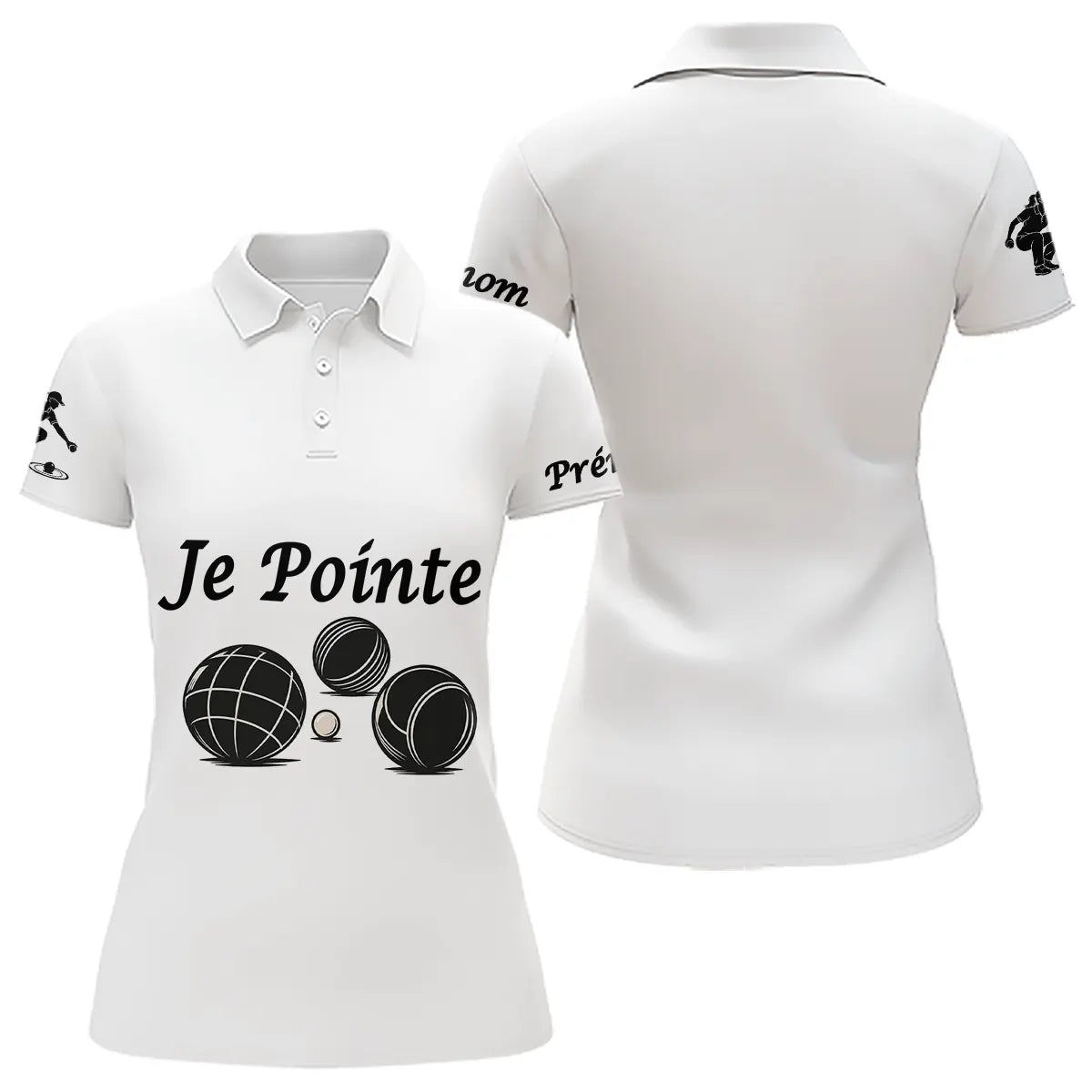 Polo Pétanque Blanc Personnalisé - Je Pointe - Polo Femme