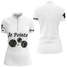 Polo Pétanque Blanc Personnalisé - Je Pointe - Polo Zippé Femme